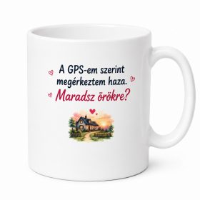  GPS-em szerint megérkeztem haza. Maradsz örökre? Vicces bögre lánykéréshez