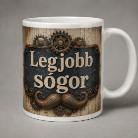 Legjobb sógor – steampunk bajuszos bögre