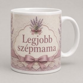 Legjobb szépmama – levendulás csipkés bögre