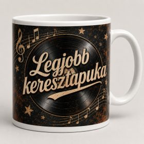 Legjobb keresztapuka – bakelitlemezes zenei bögre