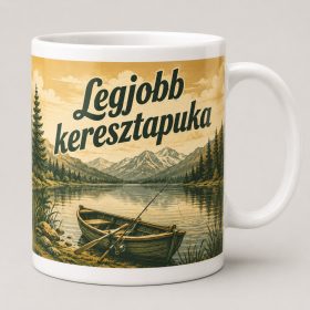 Legjobb keresztapuka – horgászós tájképes bögre