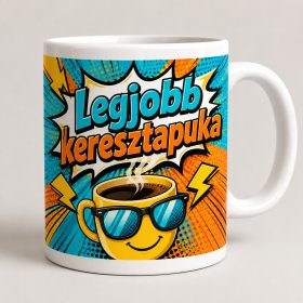 Legjobb keresztapuka – vidám pop-art bögre