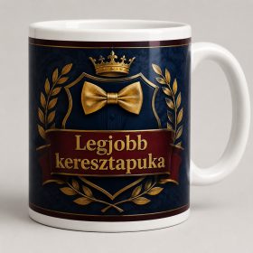 Legjobb keresztapuka – királyi csokornyakkendős bögre