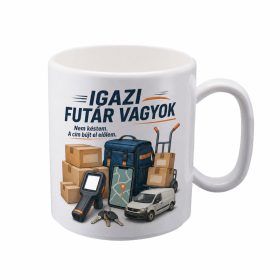 „Igazi futár vagyok” bögre ajándék