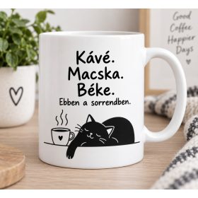   Kávé macska béke bögre – reggeli ajándéknak macskásoknak