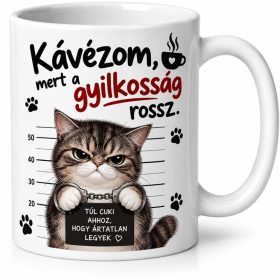   Kávézom mert a gyilkosság rossz cica bögre – reggeli ajándéknak macskásoknak