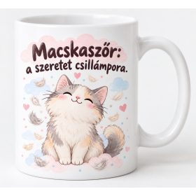   Macskaszőr a szeretet csillámpora bögre – anyák napjára cicás nőknek