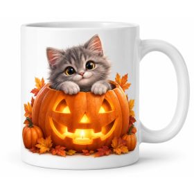 Töklámpásból kukucskáló cica halloweenre macskásoknak