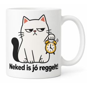   Neked is jó reggelt ébresztőórás fehér macska karácsonyi ajándék macskásoknak