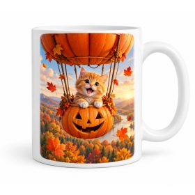   Töklámpás hőlégballonban utazó cica halloweenre gyereklelkűeknek