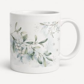 Fehér Fagyöngy botanikai elegáns karácsonyi bögre