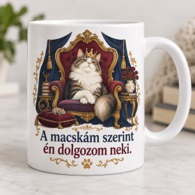   Trónoló főnök macska bögre – születésnapra macskásoknak